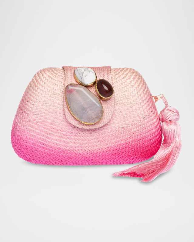Tamu Stone Tassel Woven Clutch Bag